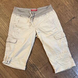 UNIONBAY Light Tan Cargo Capris with Gray Waistband